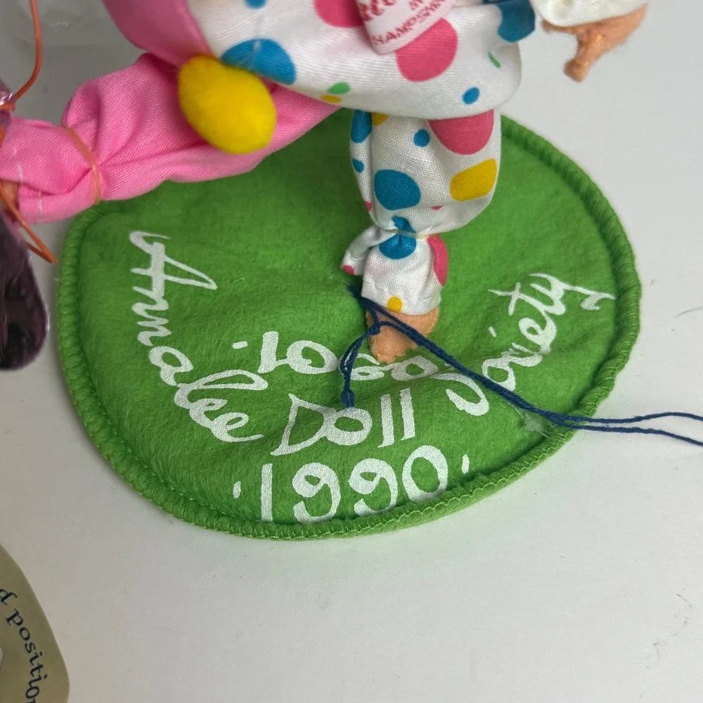 1990 Annalee‎ Doll Society Clown Doll Polka Dot PS I Love You Balloon